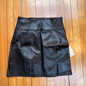 Free People Black Mini Pencil Skirt with Slit